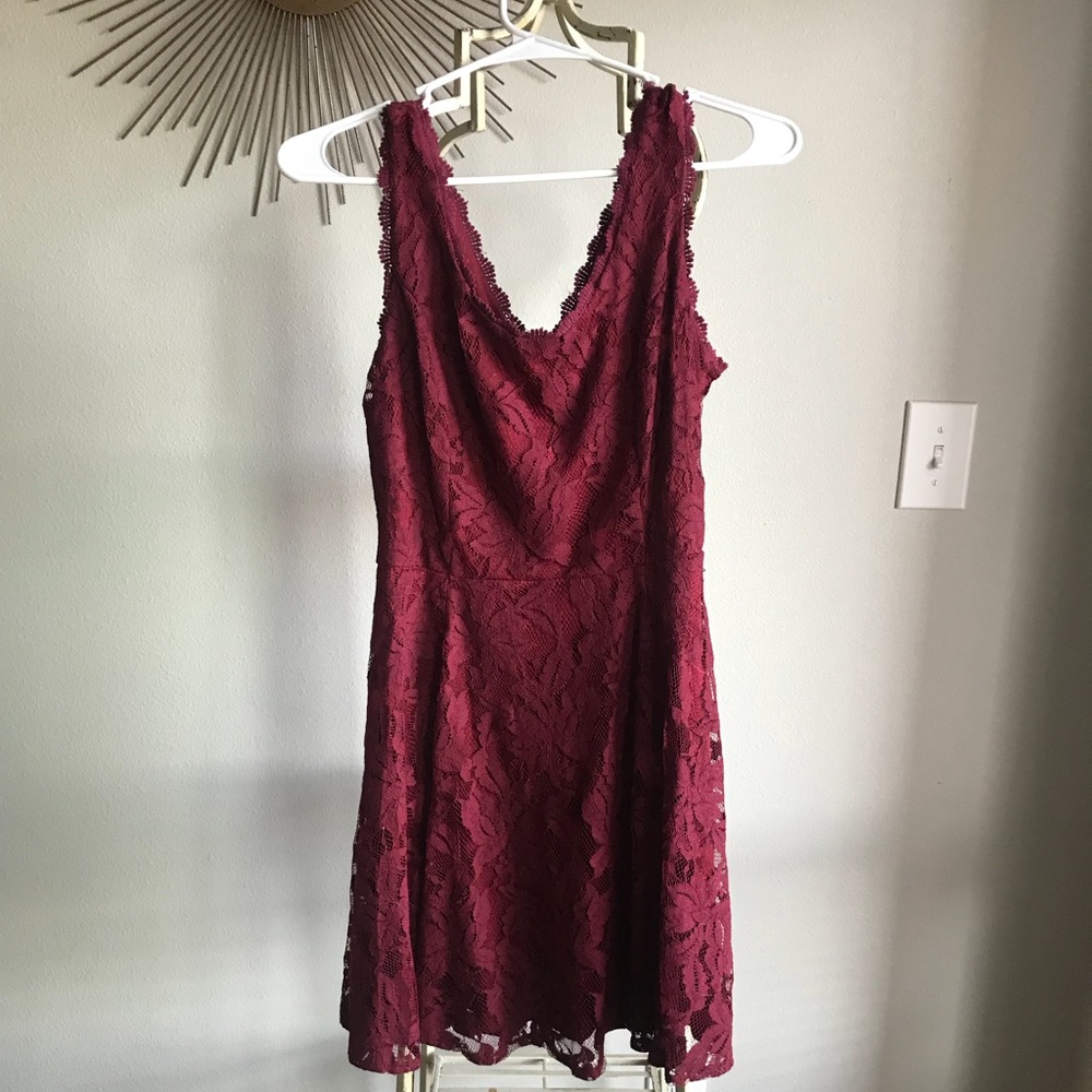 Burgundy lace dress